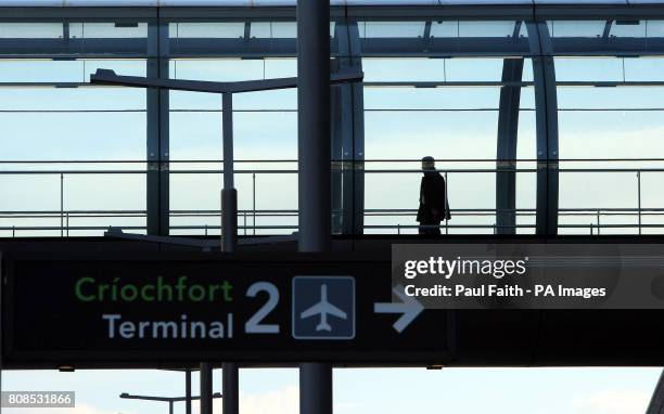 Member of the public walks through Dublin Airport's Terminal 2, after it was officially opened today.