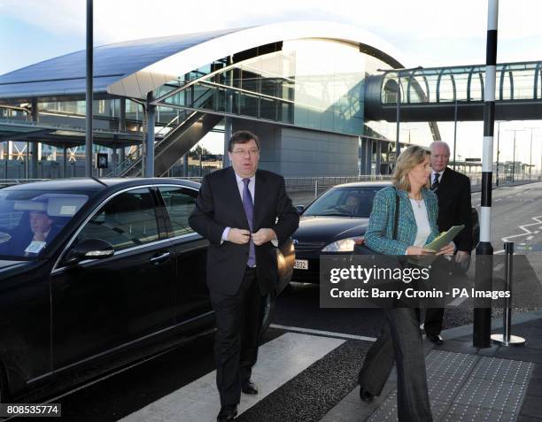 Taoiseach Brian Cowen arrives at Dublin Airport's Terminal 2, after it was officially opened today.