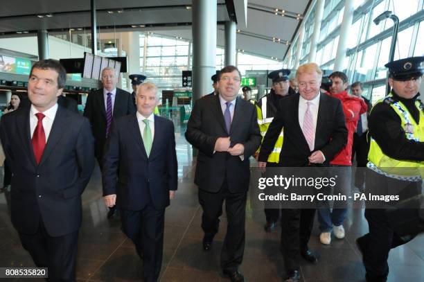 Taoiseach Brian Cowen arrives at Dublin Airport's Terminal 2, after it was officially opened today.
