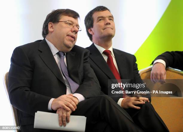 Taoiseach Brian Cowen and Minister for Transport Noel Dempsey TD in Dublin Airport's Terminal 2, after it was officially opened today.