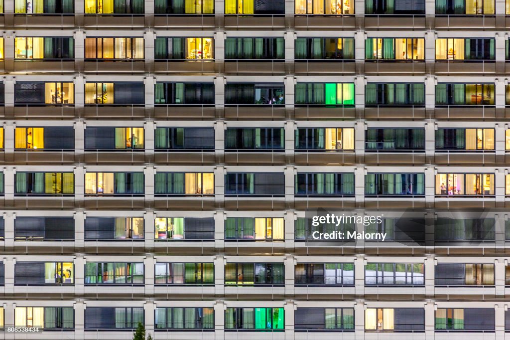 Full frame shot, skyscraper, apartments, windows