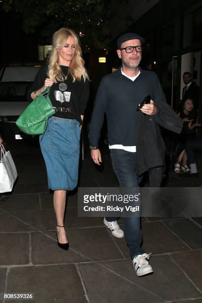 Claudia Schiffer and husband Matthew Vaughn seen on a dinner date at Nobu Berkeley St restaurant on July 4, 2017 in London, England.