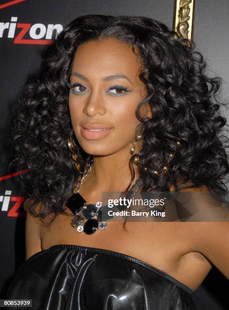 Actress Solange Knowles arrives at the Verizon Wireless and People party held at Avalon Hollywood on February 8, 2008 in Hollywood, California.