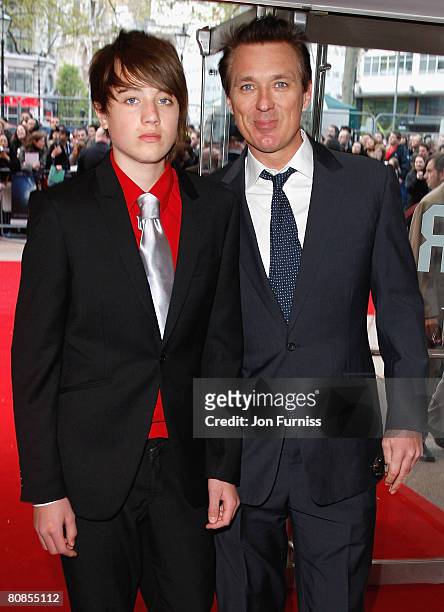 Martin Kemp with his son Roman attends the Iron Man film premiere held at the Odeon Leicester Square on April 24, 2008 in London, England.