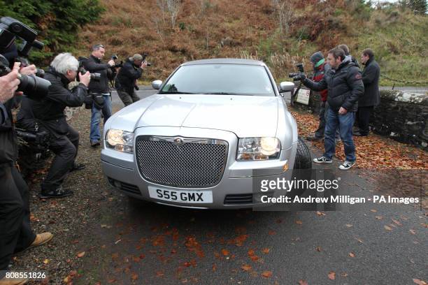 Judy Murray, mother of tennis player Jamie Murray, arrives in a stretched limo for her son's wedding to Alejandra Gutierrez at Cromlix House Hotel...