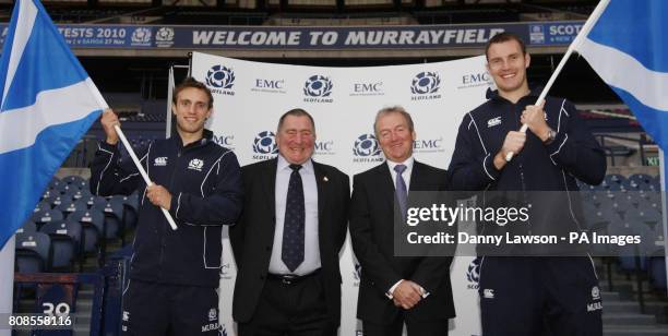 *Previously unreleased photo dated * Scottish Rugby announce new sponsor EMC with Scotland scrum-half Mike Blair, President of Scottish Rugby Union...