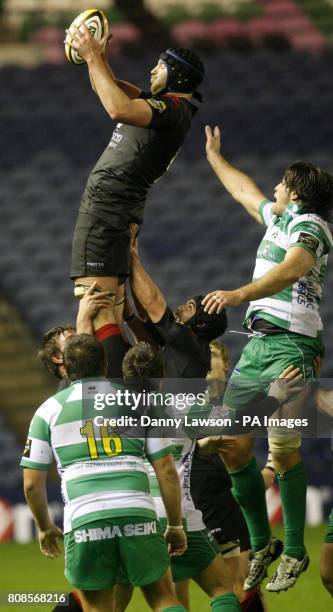 Edinburgh's Fraser McKenzie wins a lineout during the Magners League match at Murrayfield, Edinburgh.