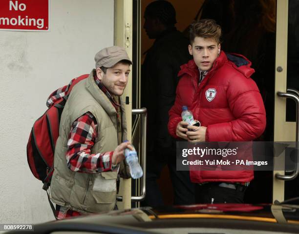 Contestants Matt Cardle and Aiden Grimshaw arrive at Fountain Studios in Wembley, ahead of the X Factor show.