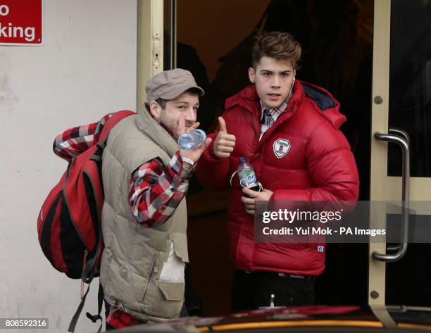 Contestants Matt Cardle and Aiden Grimshaw arrive at Fountain Studios in Wembley, ahead of the X Factor show.