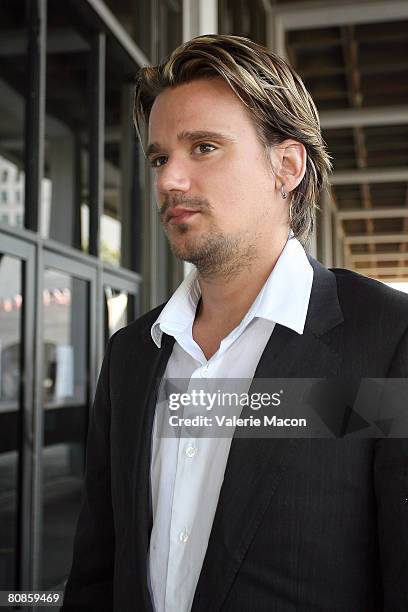 Sean Stewart eaves the Los Angeles Superior Court after his appearance for his trial appearance April 25, 2008 in Los Angeles, California. The son of...