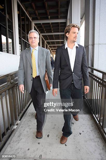 Sean Stewart and his lawyer leave the Los Angeles Superior Court after his appearance for his trial appearance April 25, 2008 in Los Angeles,...