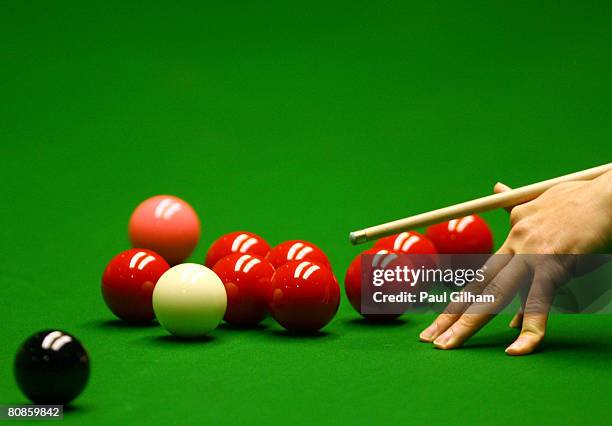 Generic view of Stephen Hendry of Scotland in action during his match against Ding Junhui of China during day seven of the 888.com World Snooker...
