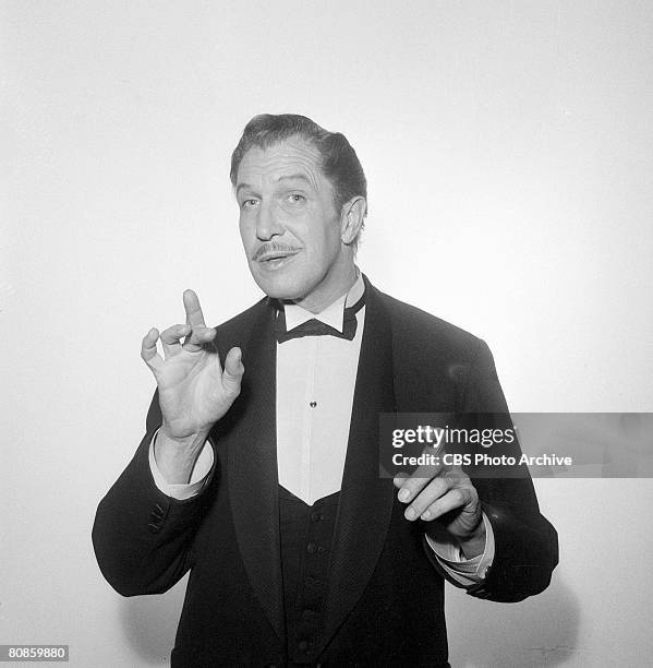 American actor Vincent Price on an episode of the 'Schlitz Playhouse of Stars' entitled 'The Kind Mr. Smith,' March 3, 1958.