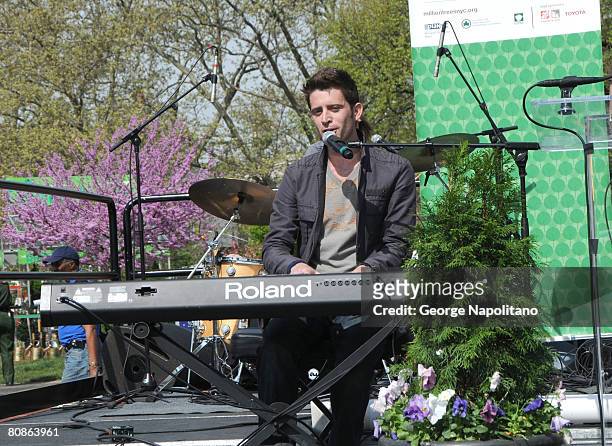 Singer Brendan James performs at an Arbor Day Community celebrationon at McCarren Park for April 25, 2008 in the in Brooklyn borough of New York City.