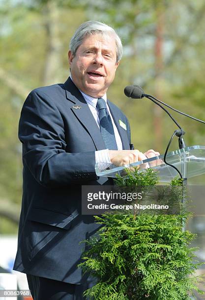 Brooklyn Borough Pesident Marty Markowitz attends an Arbor Day Community celebration at McCarren Park April 25, 2008 in the Brooklyn borough of New...