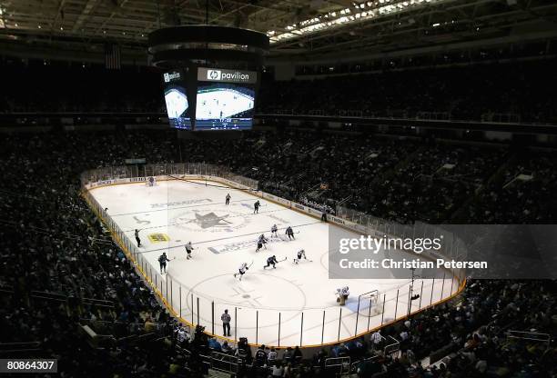 General view of action between the San Jose Sharks and the Dallas Stars during game one of the Western Conference Semifinals of the 2008 NHL Stanley...