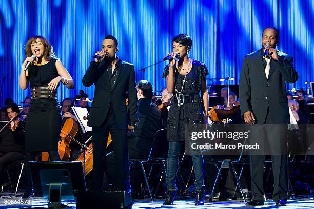 Joy Denalane, Bilal,Tweet and Dwele perform at the final rehearsal of 'The Dresden Soul Symphony' on April 25, 2008 at the "Alter Schlachthof" in...