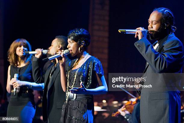 Joy Denalane, Bilal,Tweet and Dwele perform at the final rehearsal of 'The Dresden Soul Symphony' on April 25, 2008 at the "Alter Schlachthof" in...