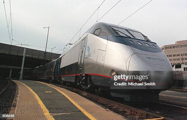 The nation's first high-speed train, Amtrak's Acela Express, departs from Union Station November 16, 2000 in Washington. The Acela Express will...