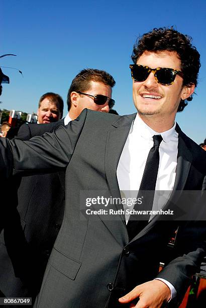 Actor Orlando Bloom arrives at the David Jones Marquee on Emirates Doncaster Day at the Royal Randwick Racecourse on April 26, 2008 in Sydney,...