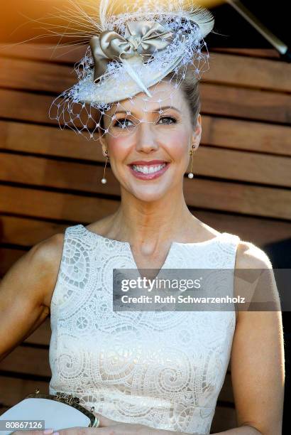 Host Katrina Roundtree poses at the David Jones Marquee on Emirates Doncaster Day at the Royal Randwick Racecourse on April 26, 2008 in Sydney,...