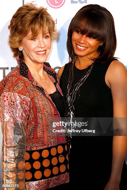 Actress Jane Fonda and Daughter-in-Law Simone Bent arrive at the screening of "Lake City" taking place during the 7th Annual Tribeca Film Festival at...