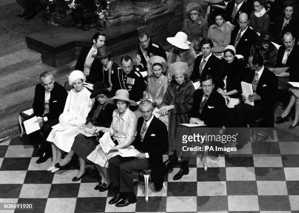 Among foreign royalty at the wedding were, in front row , Prince Ranier of Monaco; Princess Grace; Princess Margarita of Hohenlohe-Langenburg, ;...