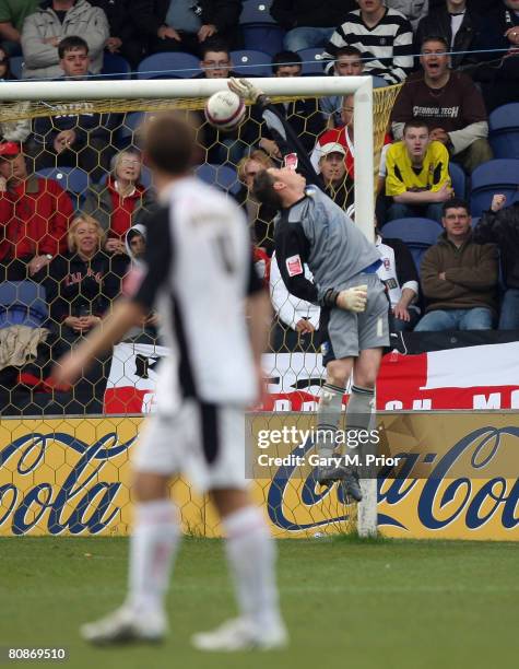 Jamie Yates speculative long range shot beats Mansfield Town goalkeeper Jason White during the Coca Cola Division 2 match between Mansfield Town and...