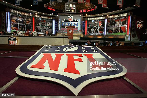 General view shows the stage during the during the 2008 NFL Draft on April 26, 2008 at Radio City Music Hall in New York City.