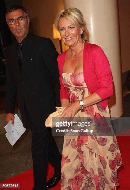 Sabine Christiansen and her husband Norbert Medus attend the Innocence in Danger Art for Children charity gala at the Hyatt hotel April 26, 2008 in...