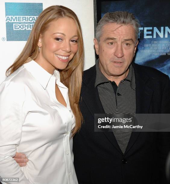 Singer/actress Mariah Carey and Tribeca Film Festival co-founder Robert De Niro attend the 7th Annual Tribeca Film Festival - "Tennessee" Premiere at...
