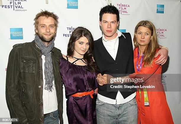 Actor Joe Anderson, Actress Eve Hewson, David P. Emrich, Director Erica Dunton attend the premiere of "The 27 Club" during the 2008 Tribeca Film...