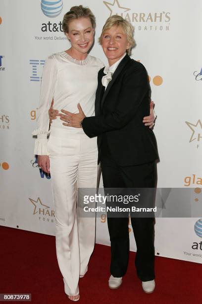 Actress Portia de Rossi and TV Host Ellen DeGeneres attends the 19th Annual GLAAD Media Awards held at the Kodak Theatre on April 26, 2008 in...