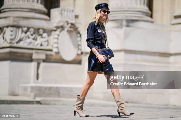 Chiara Ferragni is seen outside the Chanel show, during Paris Fashion Week - Haute Couture Fall/Winter 2017-2018, on July 4, 2017 in Paris, France.