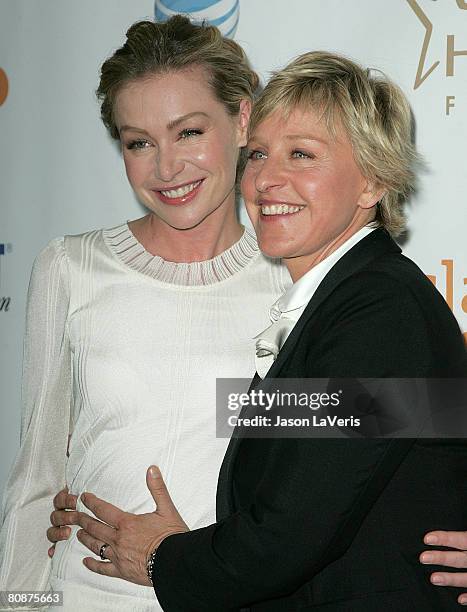 Actress Portia de Rossi and comedian Ellen DeGeneres attend the 19th Annual GLAAD Media Awards at the Kodak Theater on April 26, 2008 in Hollywood,...