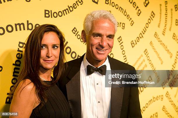 Florida Governor Charlie Crist arrives with Carole Rome at the Bloomberg afterparty following the White House Correspondents' Dinner April 26, 2008...