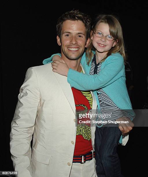 Actor Christian Oliver and daughter Elise attend the after party following the premiere of "Speed Racer" at the Nokia Theatre on April 26, 2008 in...