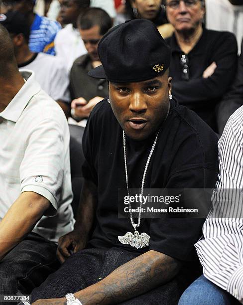 Young Jeezy attends Boston Celtics vs Atlanta Hawks Playoff Game on April 26, 2008 in Atlanta.