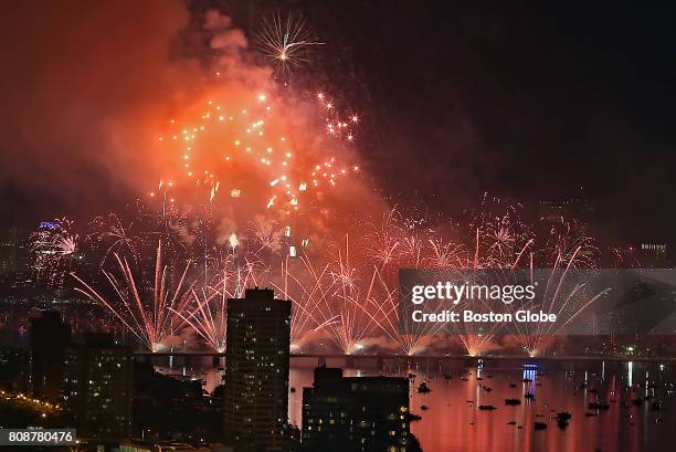 The Boston Pops Fireworks Spectacular from the roof of Boston University Dorm at 33 Harry Agganis Way, July 4, 2017.