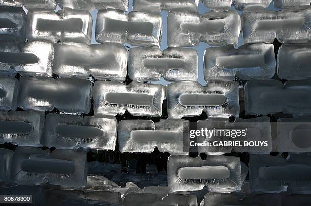 View of "Fluids", a rectangular structure of ice blocks built at the Getty Center in Los Angeles, California, April 26, 2008. Fluids, one of renowned...