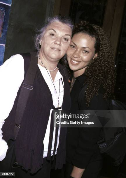 Actress Tyne Daly and her daughter smile outside Spago's restaurant April 23, 2001 in Los Angeles, CA.