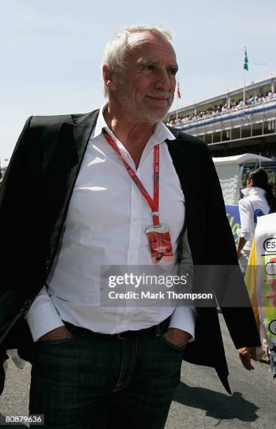 Dietrich Mateschitz, owner of the Red Bull Racing team is seen on the grid before the Spanish Formula One Grand Prix at the Circuit de Catalunya on...