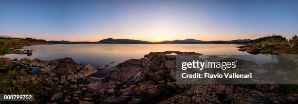 clatteringshaws loch in the galloway forest park - scotland  (7 shots stitched) - dumfries and galloway stock pictures, royalty-free photos & images