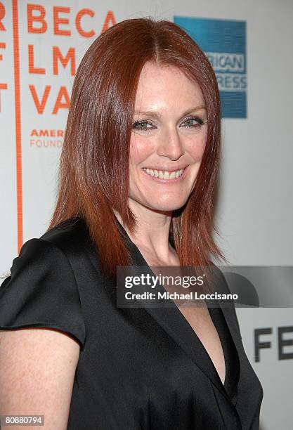 Actress Julianne Moore attends the premiere of "Savage Grace" at the BMCC/TPAC theatre during the 2008 Tribeca Film Festival in New York City on...