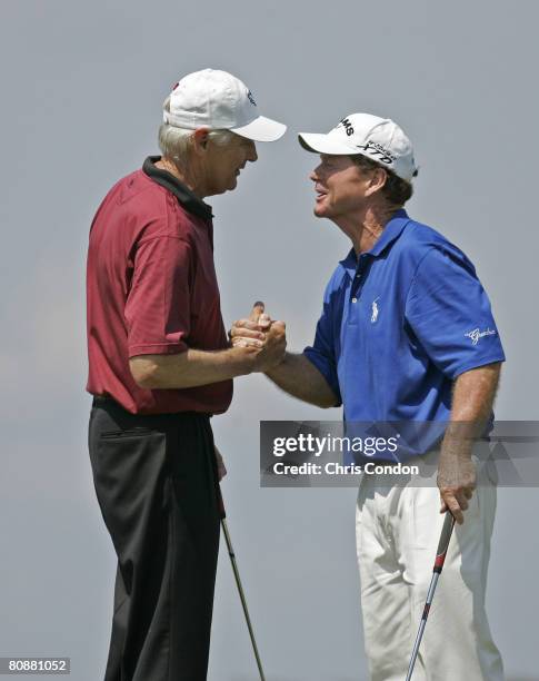 Andy North and Tom Watson win the Legends Division at the Liberty Mutual Legends of Golf at Westin Savannah Harbor Golf Resort & Spa held on April...