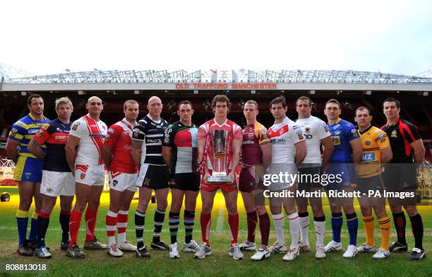 Club captain's Warrington Wolves' Adrian Morley, Wakefield Wildcats' Glenn Morrison, Hull KR's Michael Vella, Salford City Reds Daniel Holdsworth,...