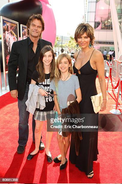 Harry Hamlin, Delilah Belle Hamlin, Amelia Gray Hamlin and Lisa Rinna at the Warner Bros. Pictures Premiere of 'Speed Racer' on April 26, 2008 at the...