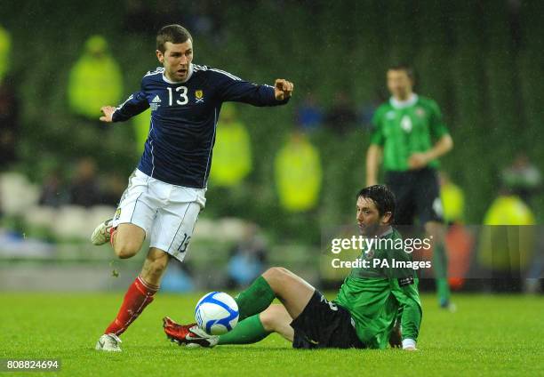 Scotland's James McArthur gets away from northern Ireland's Rory Patterson during the Carling Nations Cup match at the Aviva Stadium, Dublin, Ireland.