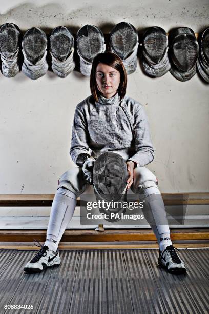 British Fencer Chrystall Nicoll during a photocall at Brentwood School in Essex.