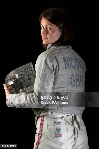 British Fencer Chrystall Nicoll during a photocall at Brentwood School in Essex.